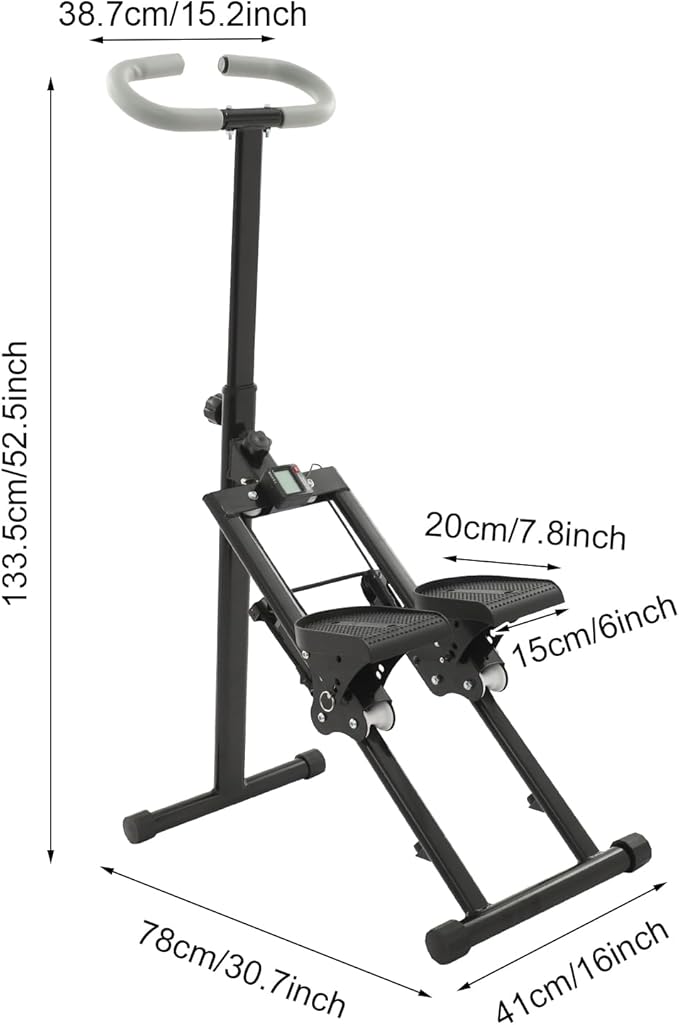 Stair Stepper,220Lbs Load-Bearing Vertical Climber Machine for Full-Body Workout,Folding Cardio Stair Master with Adjustable Handlebar & Pedal, Floor-Standing Fitness Equipment with Clear Display
