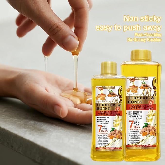 Turmeric & Honey Body Massage Oil Set - 500ml + 250ml | Natural Nourishing Dual Formula for Daily Moisturizing
