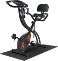 Sportneer Foldable Exercise Bike Stationary Bike, 4 in 1 Indoor Cycling Bike with 16 Level Magnetic Resistance Training Bike with Arm Resistance Band PVC Floor Mat Fitness Bike for Home Gym Workout