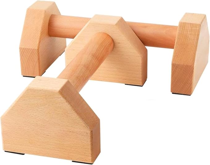 NuFit Premium Push Up Bars & Wooden Parallettes, Non-Slip Beech Wood Calisthenics Bars for Wrist Support, Push Up Stands for Home/Gym Dips & L-Sits, Pack of 2