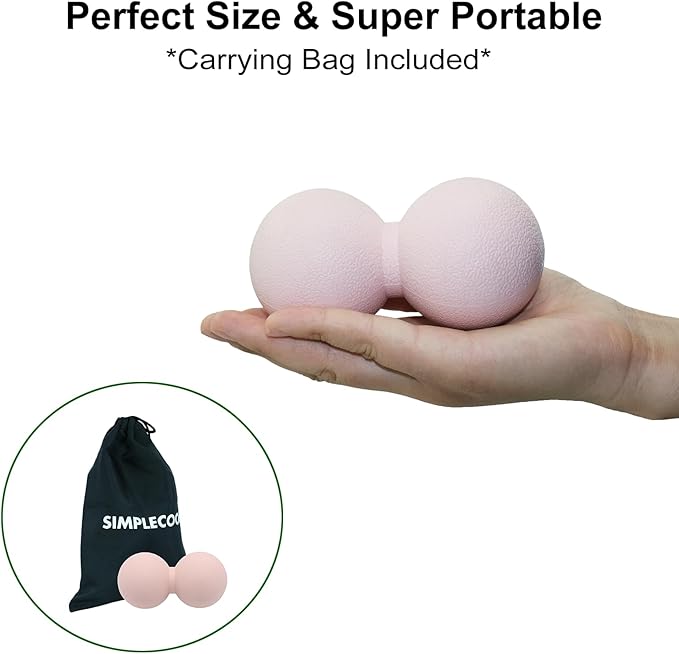 Small Hard Peanut Massage Ball, Double Ball Peanut Roller Mobility Massager Tool for Deep Tissue Massage Physical Therapy Myofascial Release Trigger Point Muscle Relax Pain Relief Acupressure (Pink)