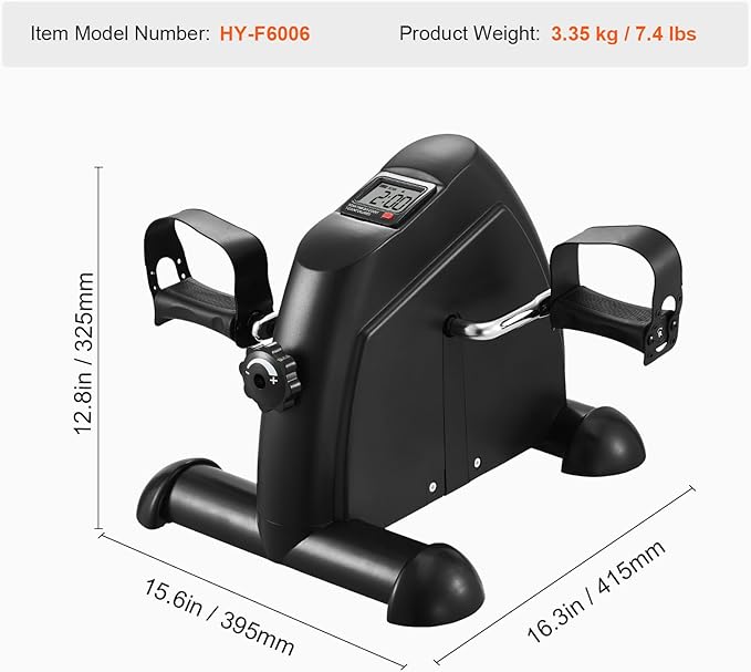 Happybuy Under Desk Bike Pedal Exerciser,Multi-level Resistance Pedal Exerciser for Home Office Workout,Mini Exercise Bike for Arm/Leg Exercise,Cycling Portable Peddler with LCD Display & Non-Slip Mat