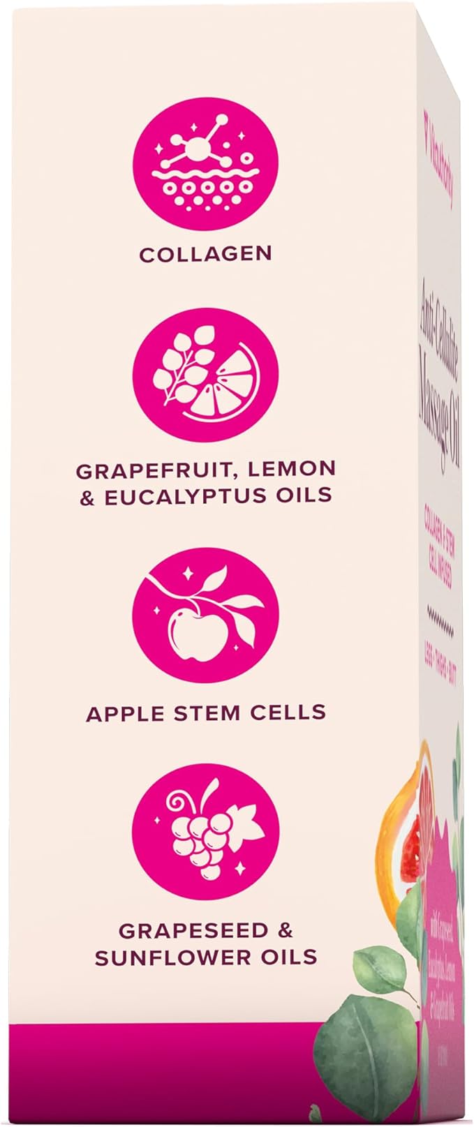Anti-Cellulite Massage Oil with Collagen Stem Cells Fast-Absorbing Hydrating Body Oil for Thighs, Hips & Curves, Firming and Smoothing Formula with Grapefruit Lemon & Eucalyptus Essential Oils 8 Fl Oz