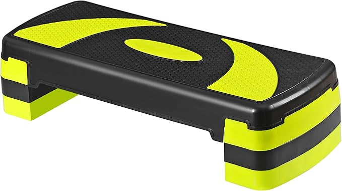 30" Aerobic Step Platform - 3-Level Adjustable Height (4"/6"/8"), Non-Slip Fitness Stepper w/Stackable Risers for Home Gym, Cardio & Strength Training