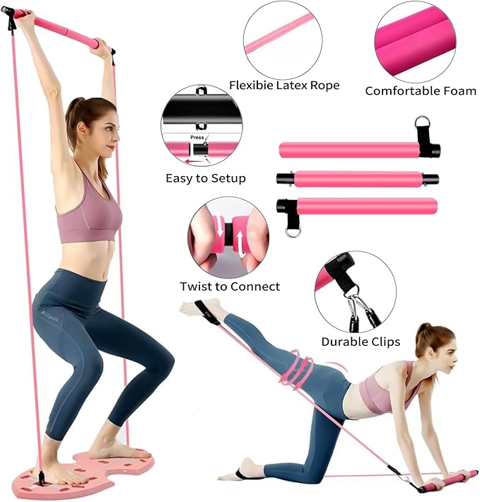 LALAHIGH Home Workout Equipment for Women, Multifunction Push Up Board, Portable Home Gym System with Resistance Bands,Ab Roller Wheel, and 20 Gym Accessories, Professional Strength Training Exercise