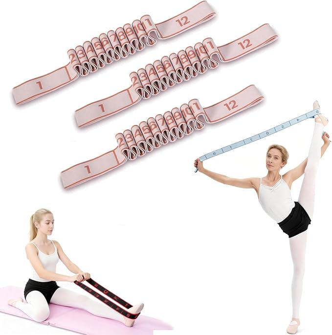 Fitness Resistance Band for Stretching & Yoga, 8/10/12-Section Stretch Band with Clear Markings, Elastic Training Band for Pilates, Yoga, Fitness & Stretching Exercises