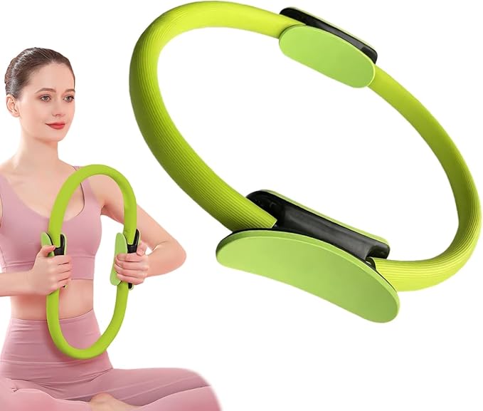 Pilates Ring Fitness Circle 14.96" Yoga Rings Magic Circle with Dual Padded Handles for Toning Arms, Thighs/Legs & Core