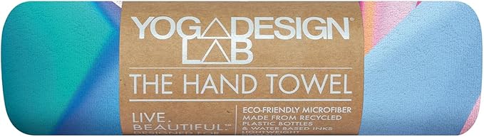 yogadesignlab | The Hand Towel | Premium Non Slip Hand Towel | Designed in Bali | Colorful Eco Printed + Quick Dry + Soft | Hot Yoga, Bikram, Ashtanga, Sport, Barre, Travel (Crystal)
