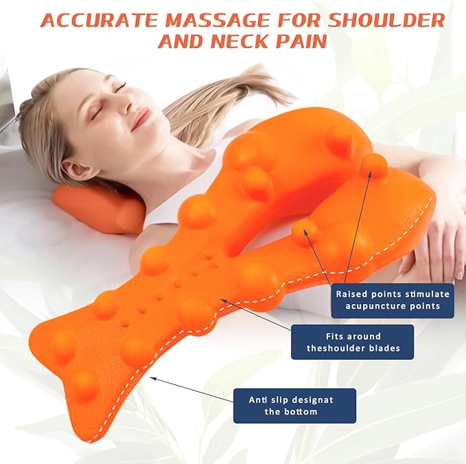 Trapezius Trigger Point Massager,Neck Massager for Muscle Relaxation,Helps with Pain Relief,Suboccipital Release Tool for Neck,Back,and Shoulders (Orange)
