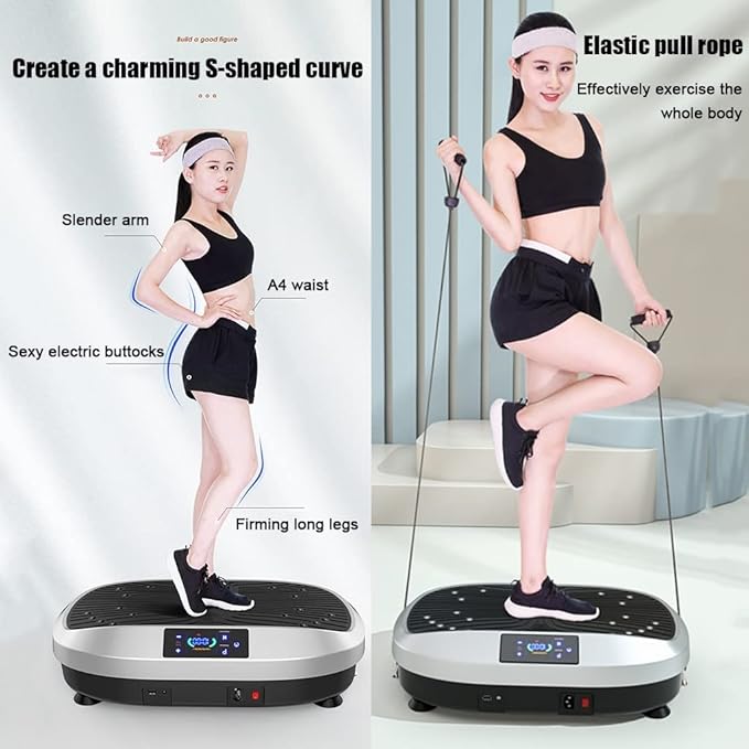 Vibration Plate w Resistance Bands, Vibration Plate Exercise Machine, 99 Levels of Intensity, Vibration Platform Home Gym Equipment for Whole Body Workout