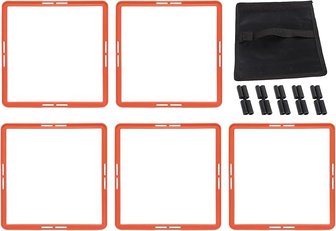 Quadrilateral Agility Rings Speed Rings with Carrying Strap and Clip, 5pcs Portable Agility Hurdles for Agility Footwork Training