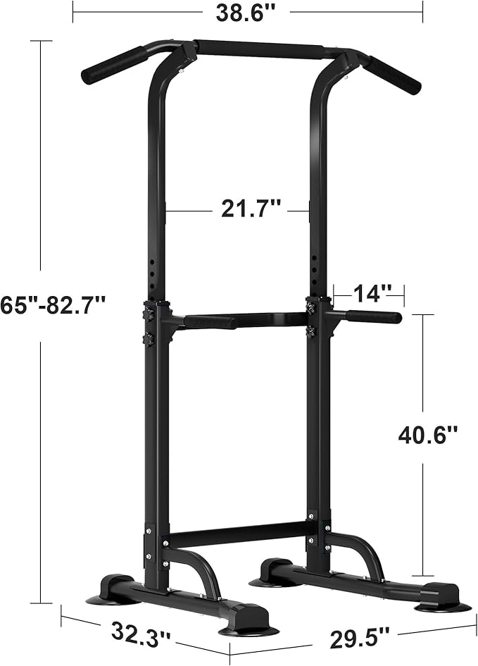 SogesHome Power Tower Pull Up Bar and Dip Station, Height Adjustable Dip Stand Exercise Machine for Home Gym, Multi-Functional Free Standing Strength Training Fitness Workout Station