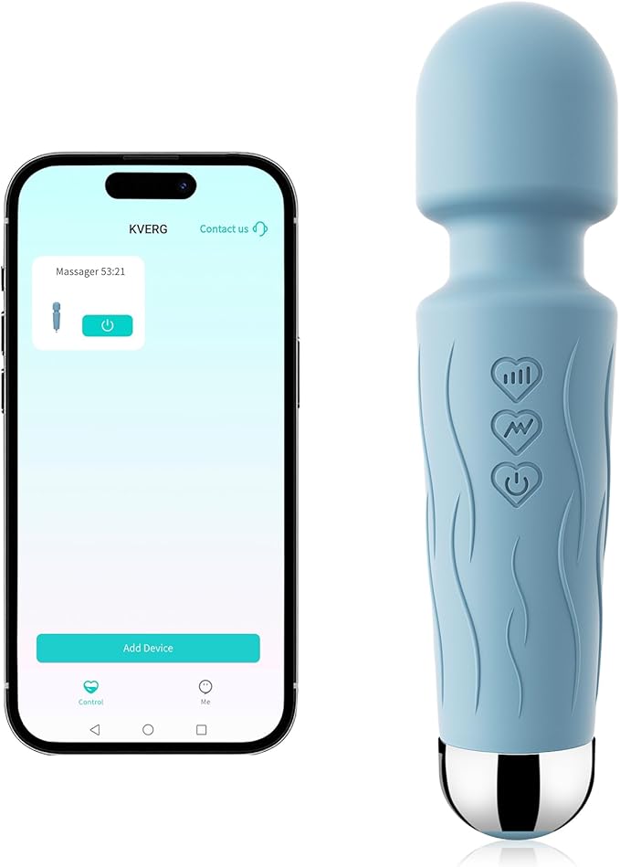 Handheld Personal Small Massager with APP–Waterproof, USB Rechargeable, 20 Vibration Patterns, 8 Speeds,Blue