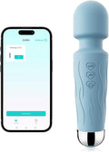 Handheld Personal Small Massager with APP–Waterproof, USB Rechargeable, 20 Vibration Patterns, 8 Speeds,Blue