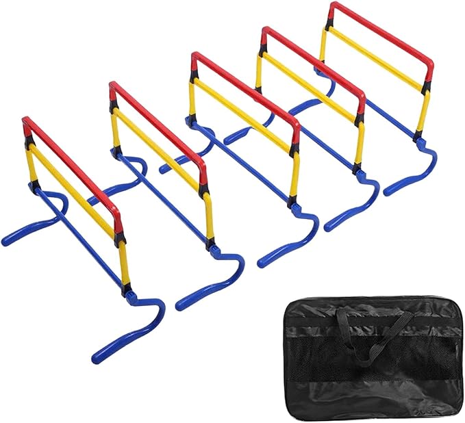5 Pieces Agility Hurdles Training Speed Hurdles Obstacle Rack Foldable PVC Adjustable Height Lightweight Portable Suitable for Fitness Coaching Childr