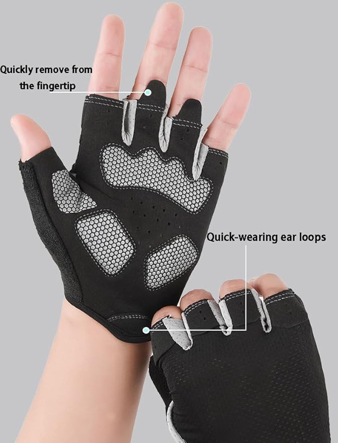 Women's Workout-Cycling-Fingerless-Gloves with Anti-Slip Palm - Breathable Grip Weightlifting Gym Sport Gloves
