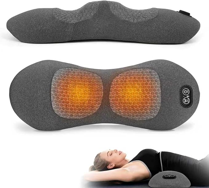 3-in-1 Electric Back Massager Pillow, Rechargeable Lumbar Support Cushion with Heat Vibration