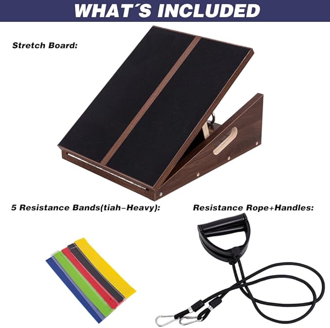 Slant Board for Calf Stretching & Relief, Adjustable Wooden Incline Slant Board for Squats, Calf Stretcher Board for Knees Ankle Heel Feet Leg, Home Gym Physical Therapy