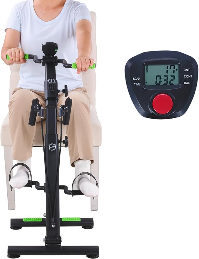Pedal Exerciser Bike for Seniors, Arm Leg Hand and Knee Physical Therapy Peddler Exercise Equipment, Sitting Elderly Home Exercise Bike for Total Body, Upper and Lower Limb Trainer