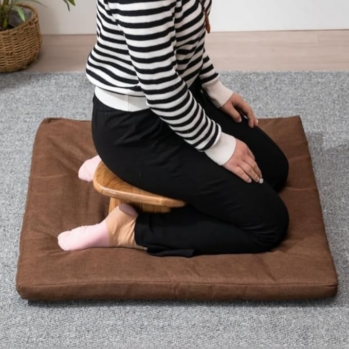Luxurious Butterfly Meditation Bench Solid Oak Wood Wooden Kneeling Ergonomic Seiza Seat Yoga Stool Seiza Prayer Bench (Ebony Finish)