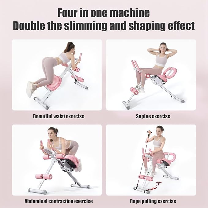 4-in-1 Foldable Ab Machine, 5-Level Adjustable Ab Glider Machines with LCD Display, Abdominal Trainer for Stomach Workout, Ab Workout Equipment for Home Gym, Full Body Fitness