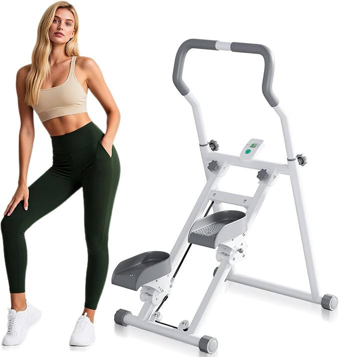 Adjustable Stair Stepper for Home Exercise, 3-in-1 Folding Cardio Step Machine with Handlebar & Oversized Pedals, 90% Pre-Assembled Stair Climber for Indoor Fitness