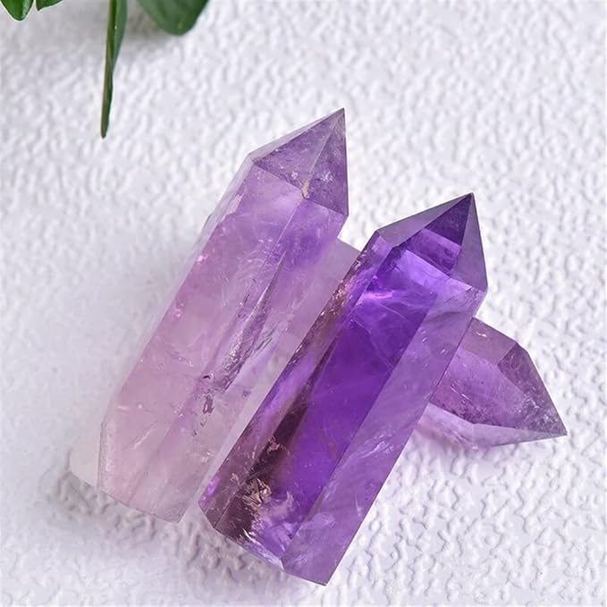 Meditation Home 1PCS Natural Purple Crystal Single Prism Pyrocrystalline Original Stone Meditation Cure Six Prism (Size : 4-5cm)