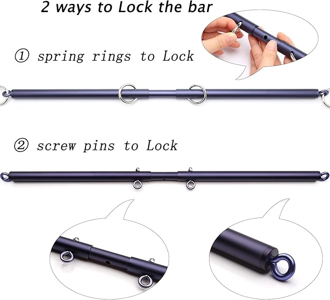 Sovyime Blue Pilates Spreader Bar Kit Sports Aid Training Fitness Gear - Exercise Guide Included,Workout Bar,Home Yoga Gym Kit