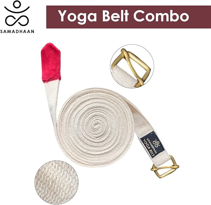 Yoga Strap with Durable Sliding Brass Buckle | Strong & Secure Yoga Strap | Double Thickness Adjustable Yoga Belt for Daily Stretching, Yoga, Pilates & Fitness