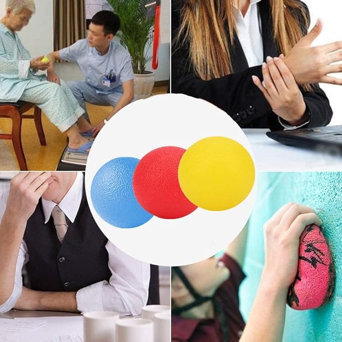 3 PCS Physical Therapy Hand Exercise Balls, Stress Relief Balls for Adults, Squeeze Balls Kits for Hand Finger Wrist Muscles, Hand Grip Strengthener Trainer,Finger Exerciser