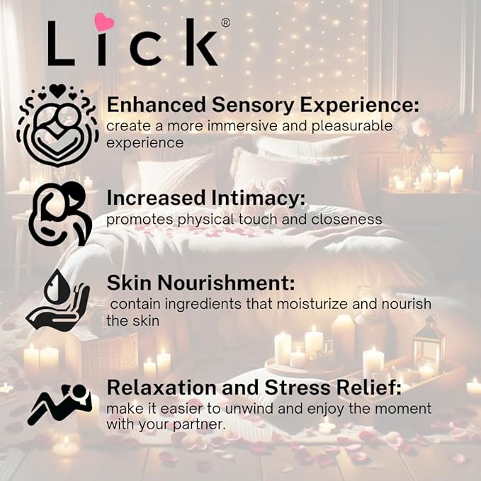 Lick Cherries and Cream Indulgence Flavored Massage Oil – Romantic, Sweet, Non-Sticky, Couples, 4 oz
