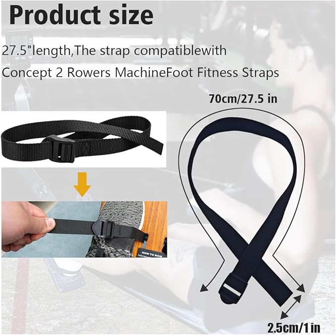 Ultimate Concept 2 Rower Accessories: Rowing Machine Foot Straps and Bike Pedal Straps, Multifunctional Adjustable Nylon Belt for Foot Strap Replacement, Enhanced Performance - 2 Pack