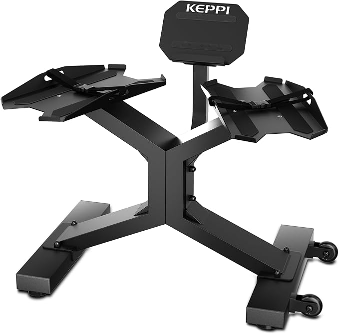 Keppi Dumbbell Rack, 330LBS Capacity Alloy Steel Weight Stand for Home Gym, Non-Slip Silicone Tray with Secure Straps, Side-Mounted Wheels for Easy to Move – DBR600