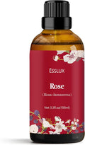Rose Essential Oil 100ml, ESSLUX Aromatherapy Essential Oils for Diffuser, Massage, Soap, Candle Making, Home Fragrance
