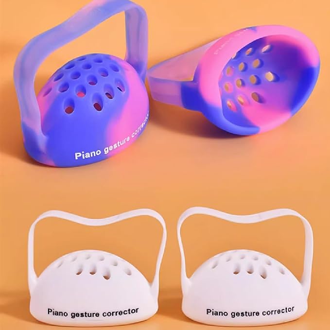 Piano Finger Trainer Ball Hand Corrector Finger Exercisers Posture Correction Tool Round Shape Semi Sphere Silicone Finger Training Ball for Beginners 2Pcs（White）