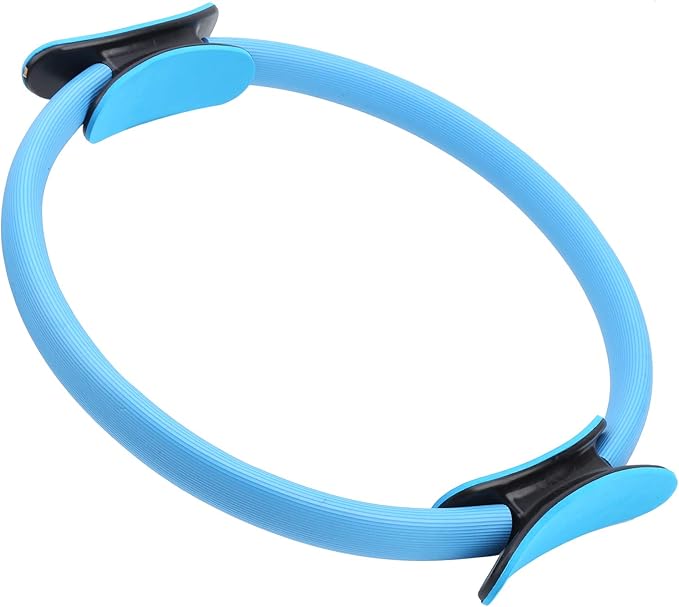 Drfeify Yoga Ring, Portable Lightweight Pilates Ring for Full Body Workout, Exercise Circle with Non-Slip Grip for Women Men Seniors Home Travel Gym (Blue)