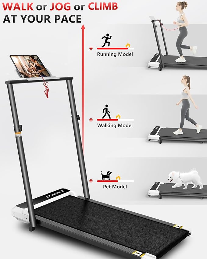 3-in-1 Walking Pad with Incline,2.5 HP Under Desk Treadmill for Home Office,265 LBS Compact Walking Treadmill with LED Display,No Assembly