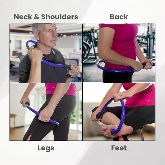 Q-Flex Massage Tool - Self-Massage Stick - Trigger Point Therapy, Muscle Care, Relaxation - Easy-to-Use Massager for Home & Travel - Seen On Shark Tank - Back, Neck, Shoulders, Feet (Blue)