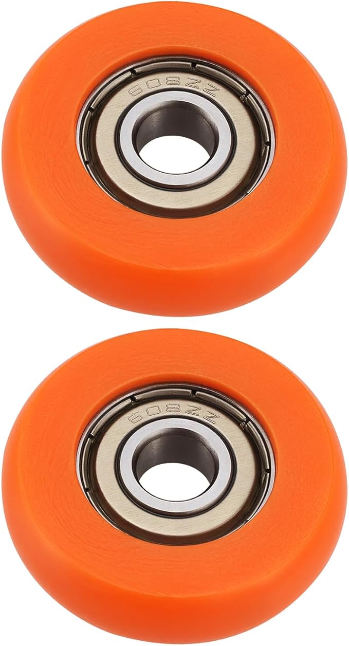 2PCS Rowing Machine Seat Wheel Outer Diameter 36mm Width 10mm Inner Diameter 8mm Nylon Stainless Steel Roller Wheel with Bearing Load Capacity 67kg Orange