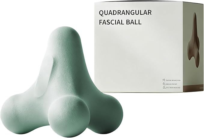 4-Node Quadrangular Fascia Massage Ball - Portable Trigger Point Therapy Tool for Muscle Relief, Myofascial Release & Facial Tension (Green)