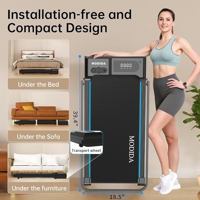 3 in 1 Walking Pad Treadmill with Handle | 1.5HP Under Desk Treadmill for Home Office | Foldable Compact Walking Jogging Running Machine | 220LBS Capacity, ≤45dB Quiet Treadmill