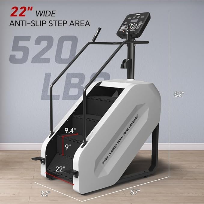Stair Climber with LED Screen, Commercial Grade Stepmill Exercise Machine, 15 Speed Levels Stair Climber Stepping Machine for Cardio and Lower Body Workouts, 660LBS, 15-164 Steps/Minute