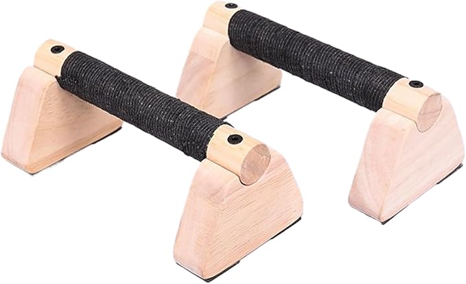 Push up Bars for Men - Parallettes Bars Pushup Handles Stands - 2X Workout Equipment with Ergonomic Wooden Grips for Calisthenics, Fitness Training