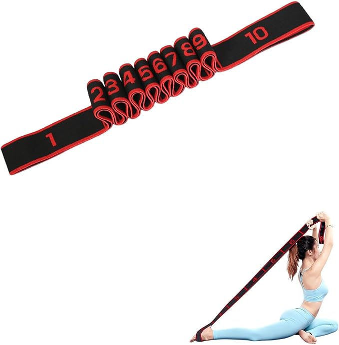 Fitness Resistance Band for Stretching and Yoga, Number Stretch Resistance Band with Clear Markings, 8/10-Section Elastic Training Bands for Yoga, Stretching, Pilates, Fitness