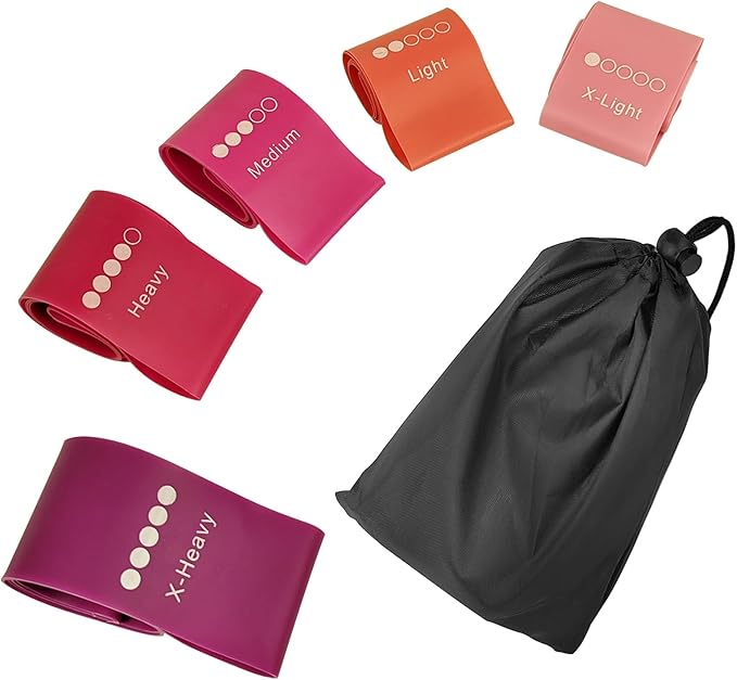 5 Pack Resistance Bands for Working Out, Pilates Yoga Stretch Loop Bands for Fitness, Booty Hip Circle or Fitness Circles for Squats & Glute Workouts