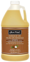 Bon Vital' Coconut Massage Oil, 1/2-Gallon Container, 100% Pure Fractionated Coconut Oil for Dry Skin, Lightweight Non-Greasy, Neutral Scent, Non-Staining, for Massage Therapy & At-Home Use