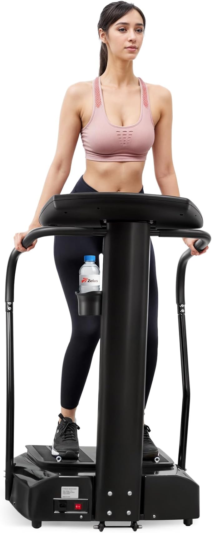 ZELUS Vibration Plate Exercise Machine with Handles, Vibration Plate for Lymphatic Drainage with 2 Resistance Bands (3 Preset Modes 99 Levels)