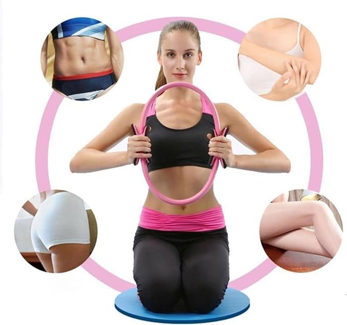 Pilates Ring, 15" Durable 5 Pack Pilates Circle with Resistance Bands,Mini Ball,Yoga Strap,Padded Handles Magic Circle,Pilates Circle Ring Equipment for Workouts,Home Exercise,Fitness,Body Toning