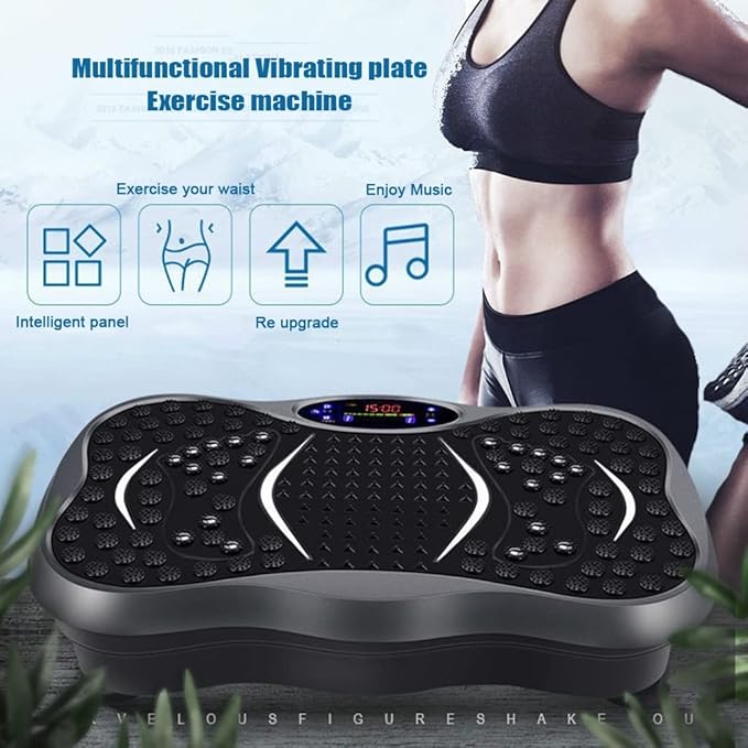Vibration Plate w Resistance Bands, Vibration Plate Exercise Machine, 99 Levels of Intensity, Vibration Platform Home Gym Equipment