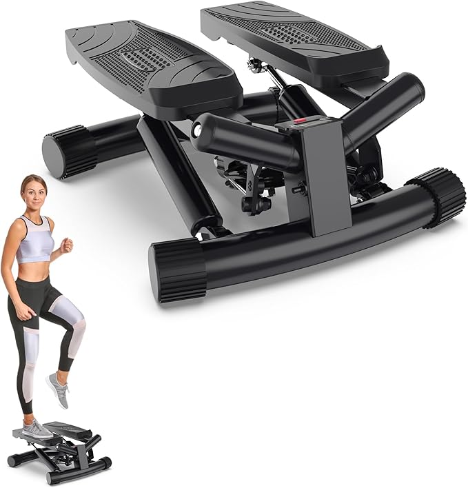 Mini Stepper Exercise Machine, Hydraulic Home Stepper Exercise Machine,300 LB Weight Black, Step Machine for Exercise at Home,2 MM Thickness Stepping Machine for Exercise at Home